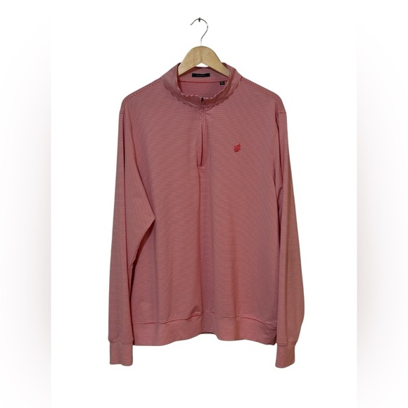Turtleson Men's XL Pink Striped Quarter-Zip Golf Sweater - Picture 4 of 5